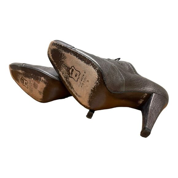 STUART WEITZMAN Made in Spain Pewter Silver Leather Lace Up Ankle Shoes Sz 7.5 - Picture 3 of 8